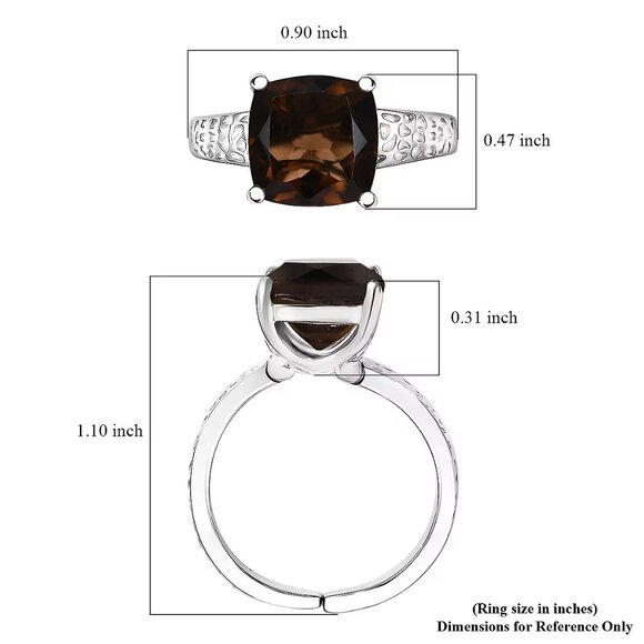 Karis Brazilian Smoky Quartz 4.30 ctw Ring in Platinum Bond Size 8 - Picture 4 of 5